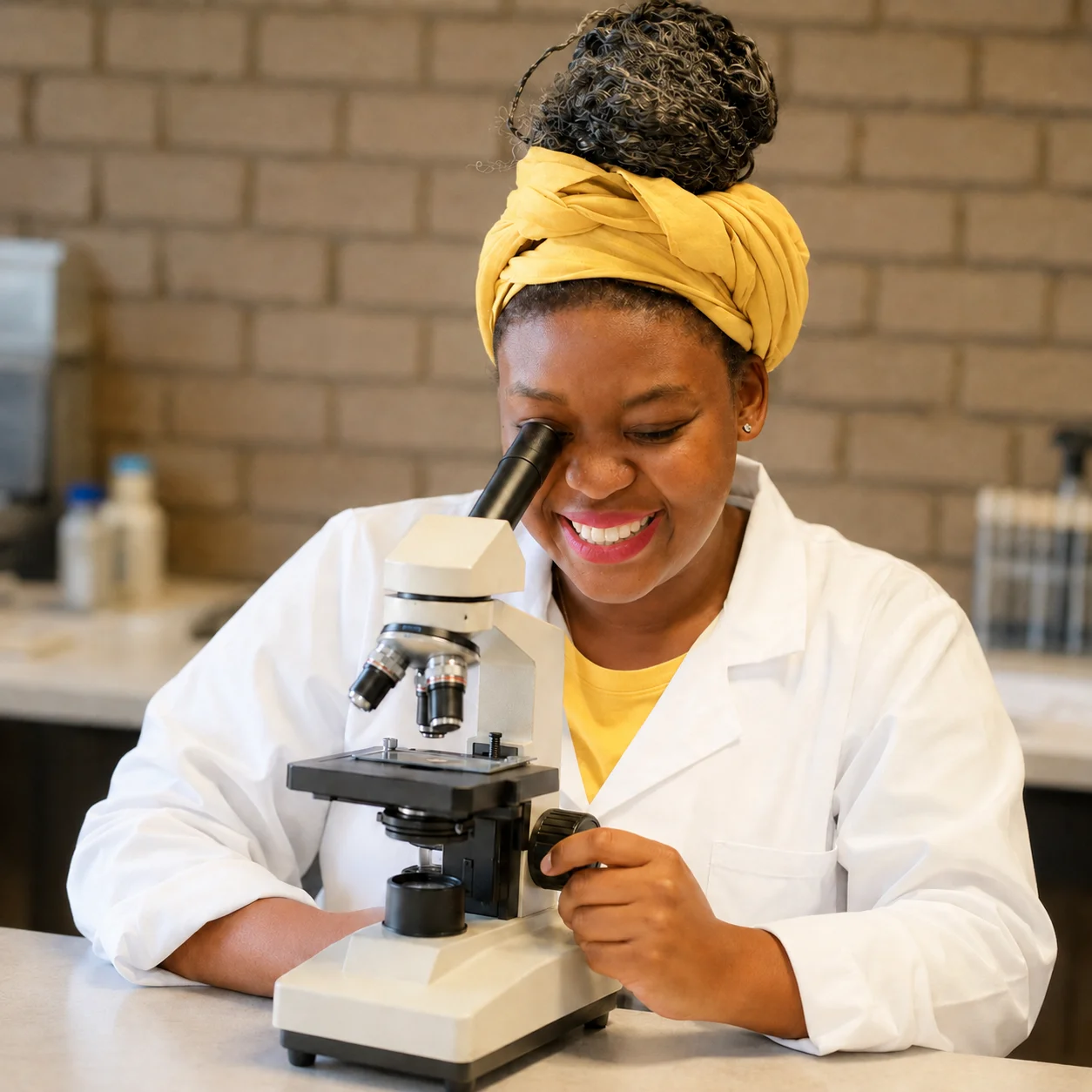 A BioSel laboratory analyst in the Mogwase laboratory