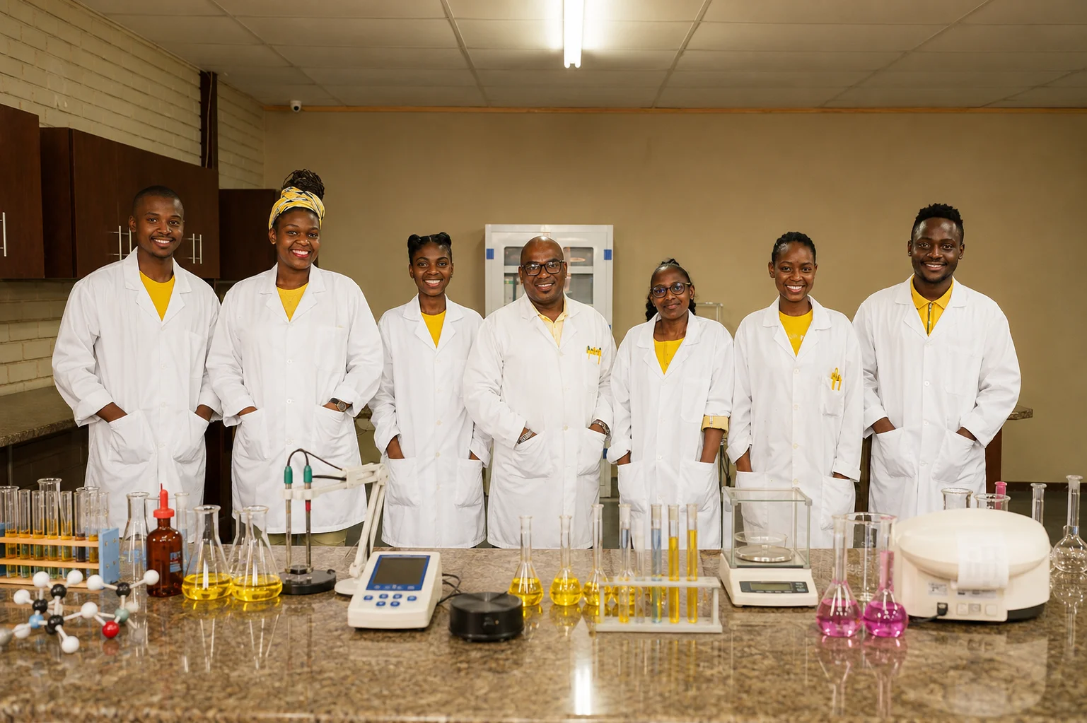 The BioSel laboratory team in the Mogwase laboratory